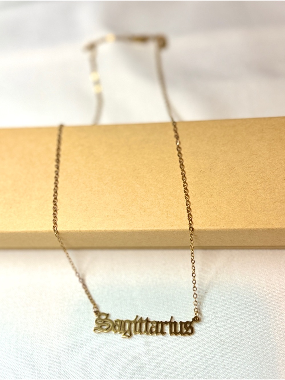Gold Sagittarius Nameplate Necklace - Women's Zodiac Jewelry - Picture 5 of 8
